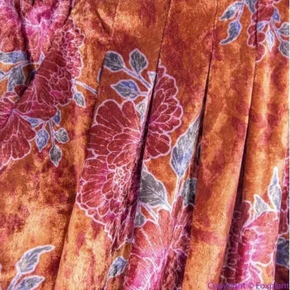 New! Free People Poets Velvet Sarong Skirt in Rust Combo, XS - Picture 10 of 15